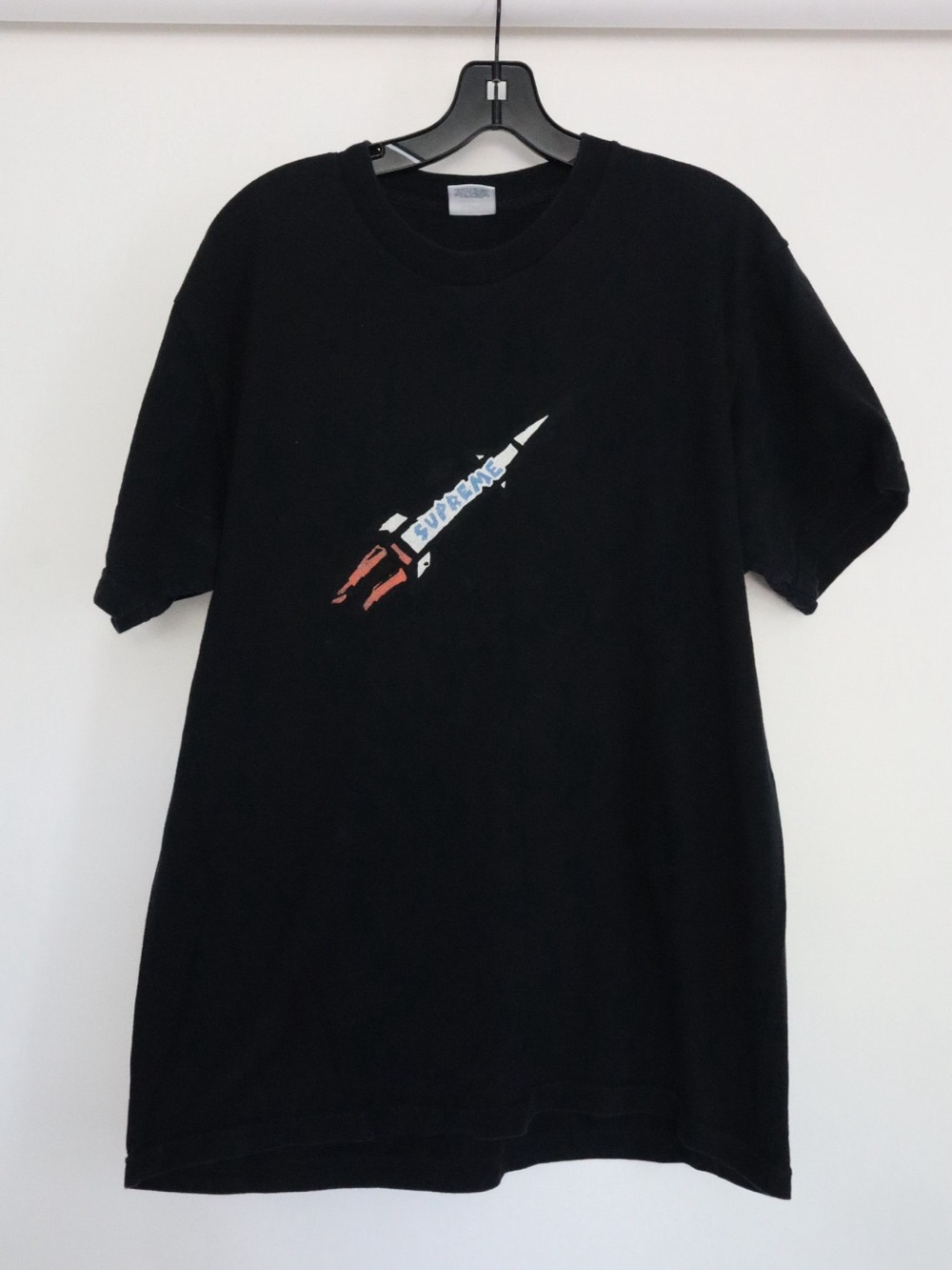 Supreme Black Tee with Red Logo Tag